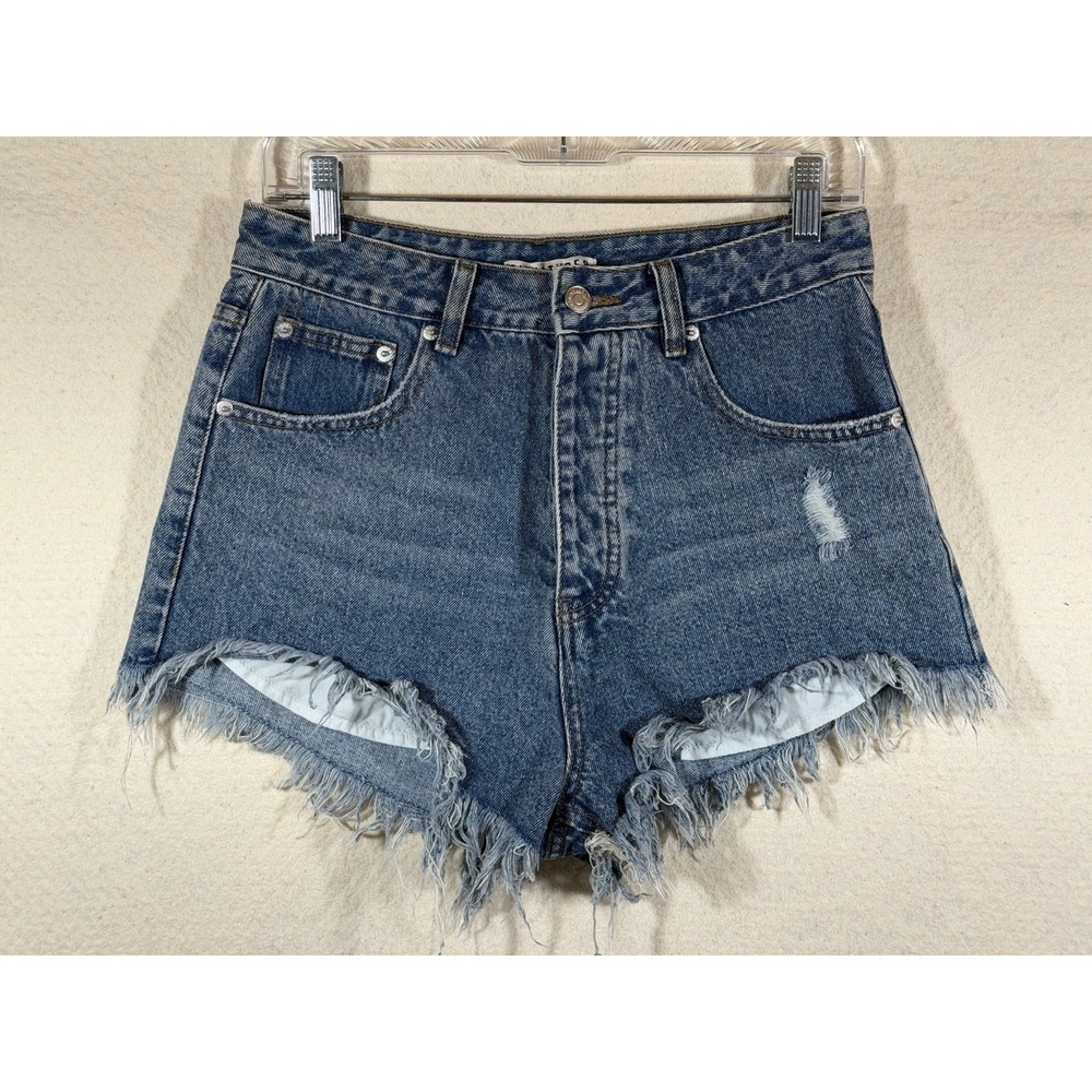 Signature 8 Denim Shorts Womens Medium Blue High Rise Frayed‎ Distressed